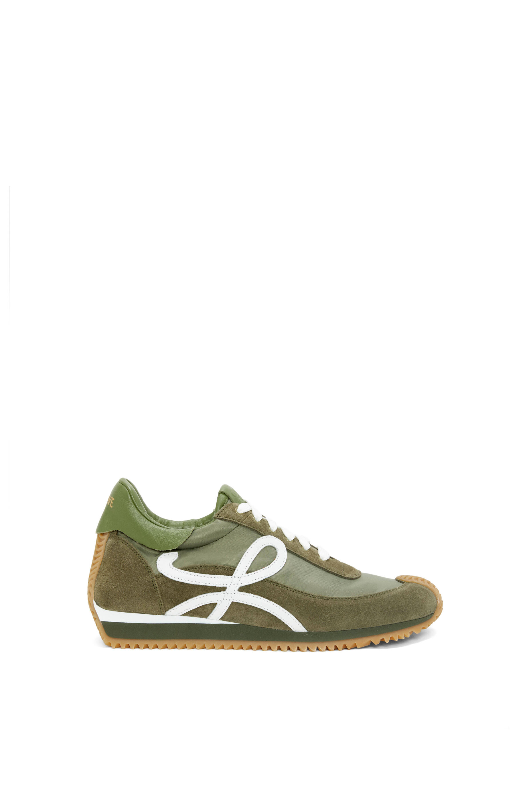 Flow Runner in nylon and suede Olive White LOEWE