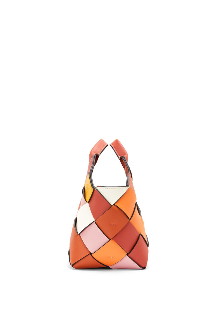 LOEWE Small Surplus Leather Woven basket bag in calfskin Orange/Orange