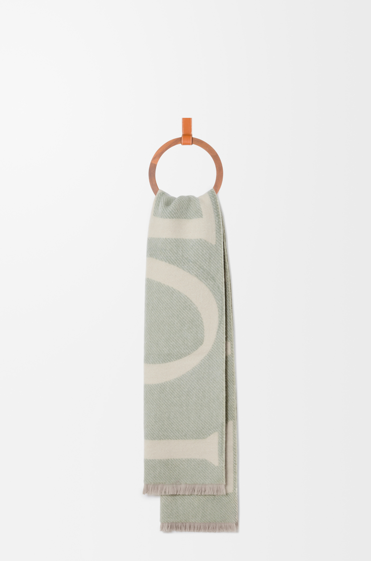 LOEWE Écharpe en laine et cachemire Light Beige/Light Green