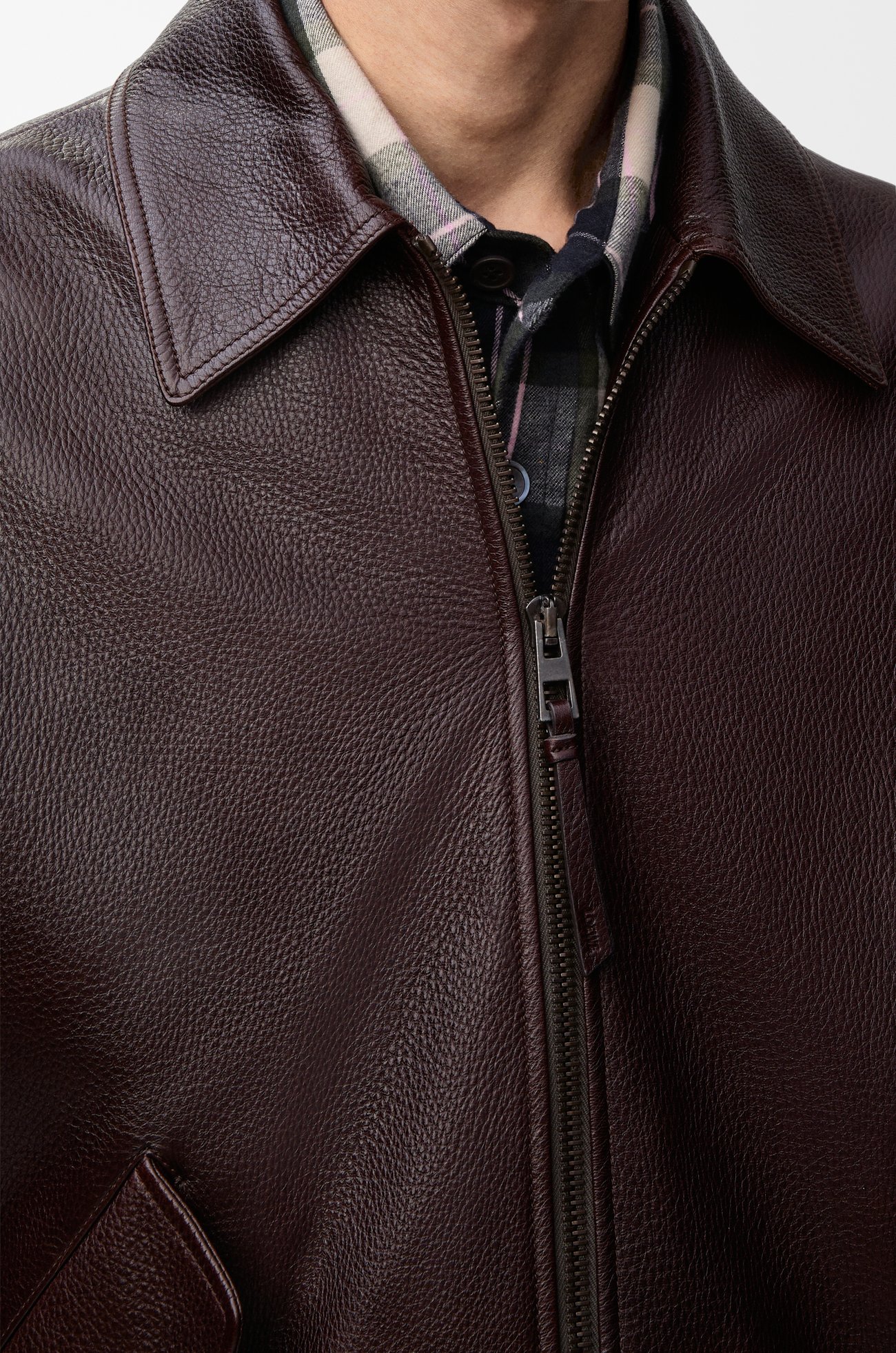 LOEWE Aviator jacket in deerskin Oxblood