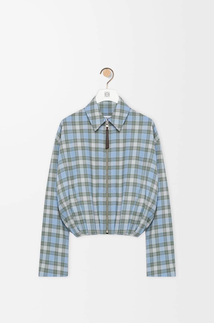 LOEWE Draped jacket in wool blend Light Blue/White
