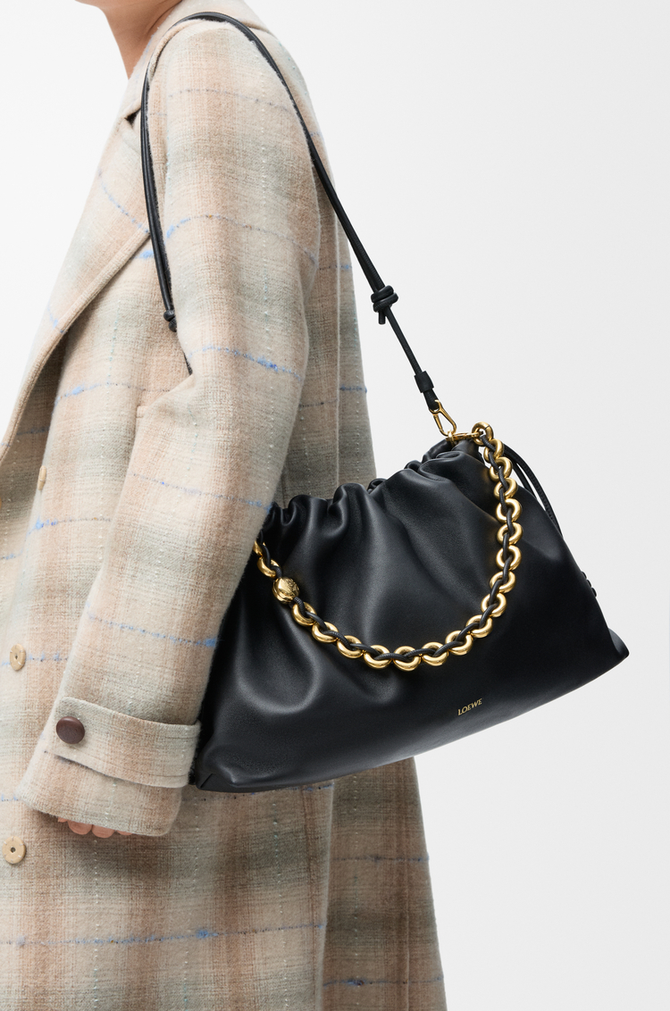 LOEWE Borsa Flamenco Purse grande in morbida nappa di agnello Nero