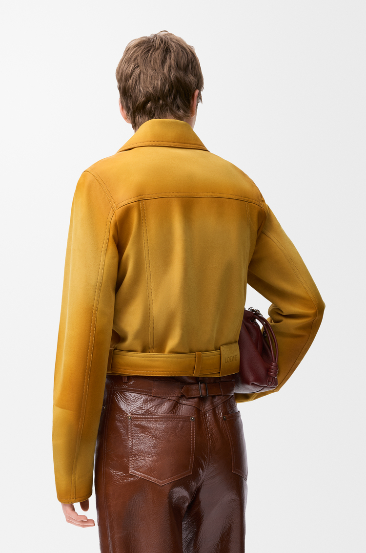 LOEWE 麂皮小羊皮短版夾克 淺棕褐色