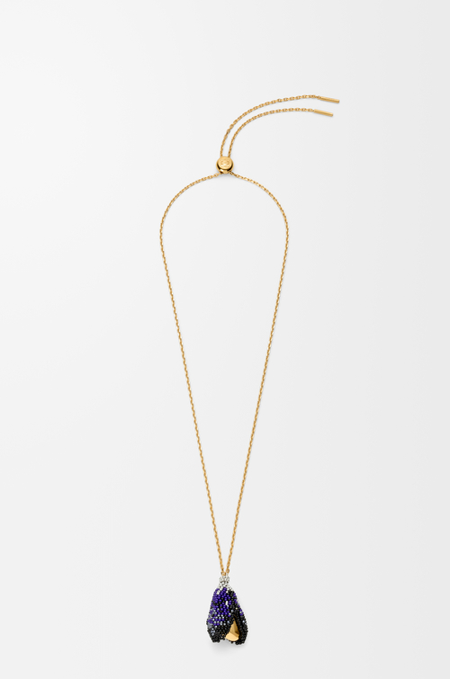 LOEWE Collier Shell en argent sterling et perles Doré/Noir
