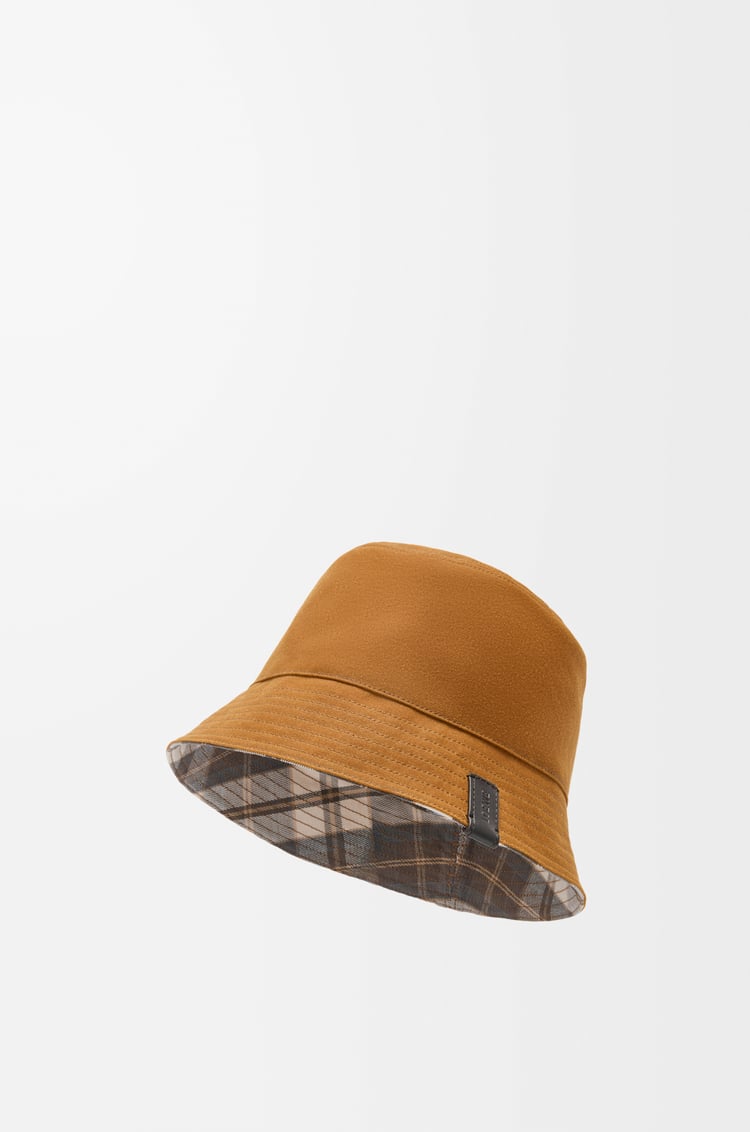 LOEWE Reversible bucket hat in waxed canvas and tartan Beige