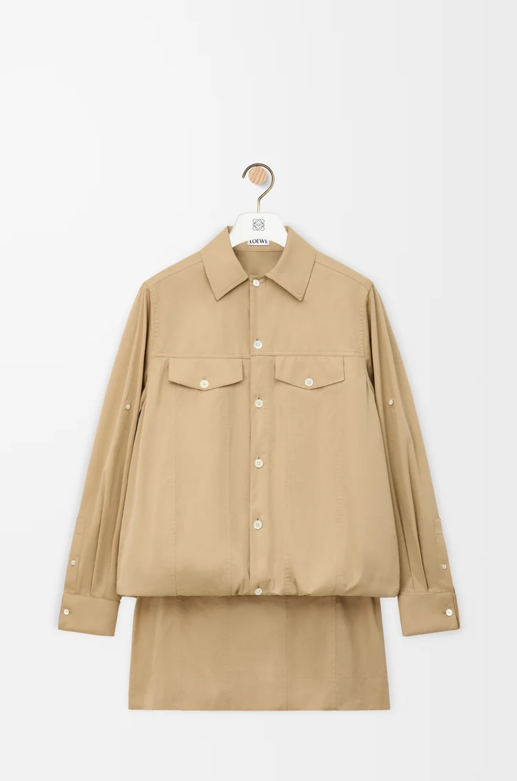LOEWE Dress in cotton and silk Light Beige