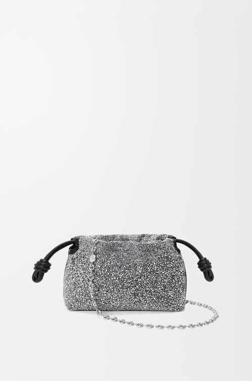 LOEWE Mini Flamenco purse en perles et cuir d'agneau nappa Noir/Argent