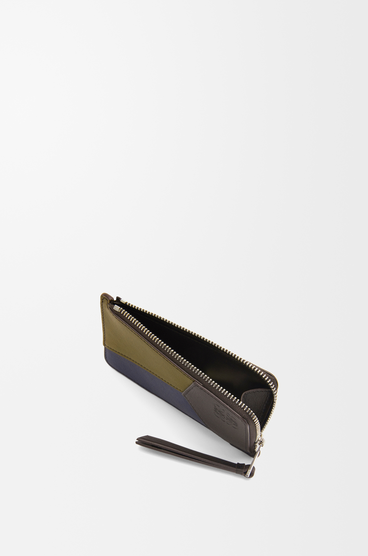 LOEWE Puzzle coin cardholder in classic calfskin Olive/Dark Brown