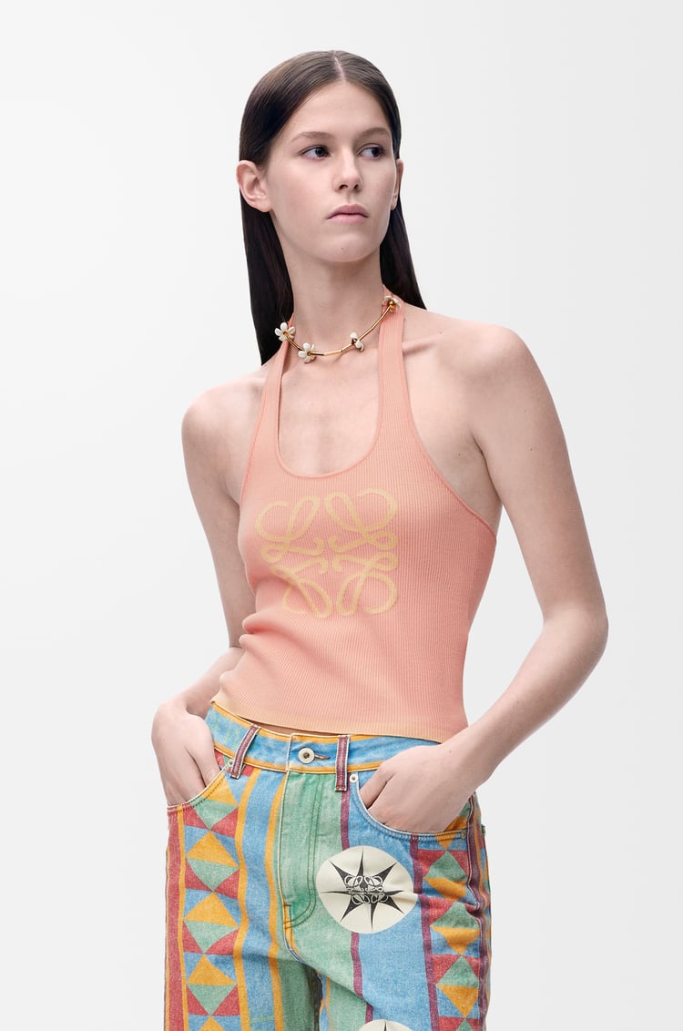 LOEWE Tank top in viscose blend Pink/Yellow
