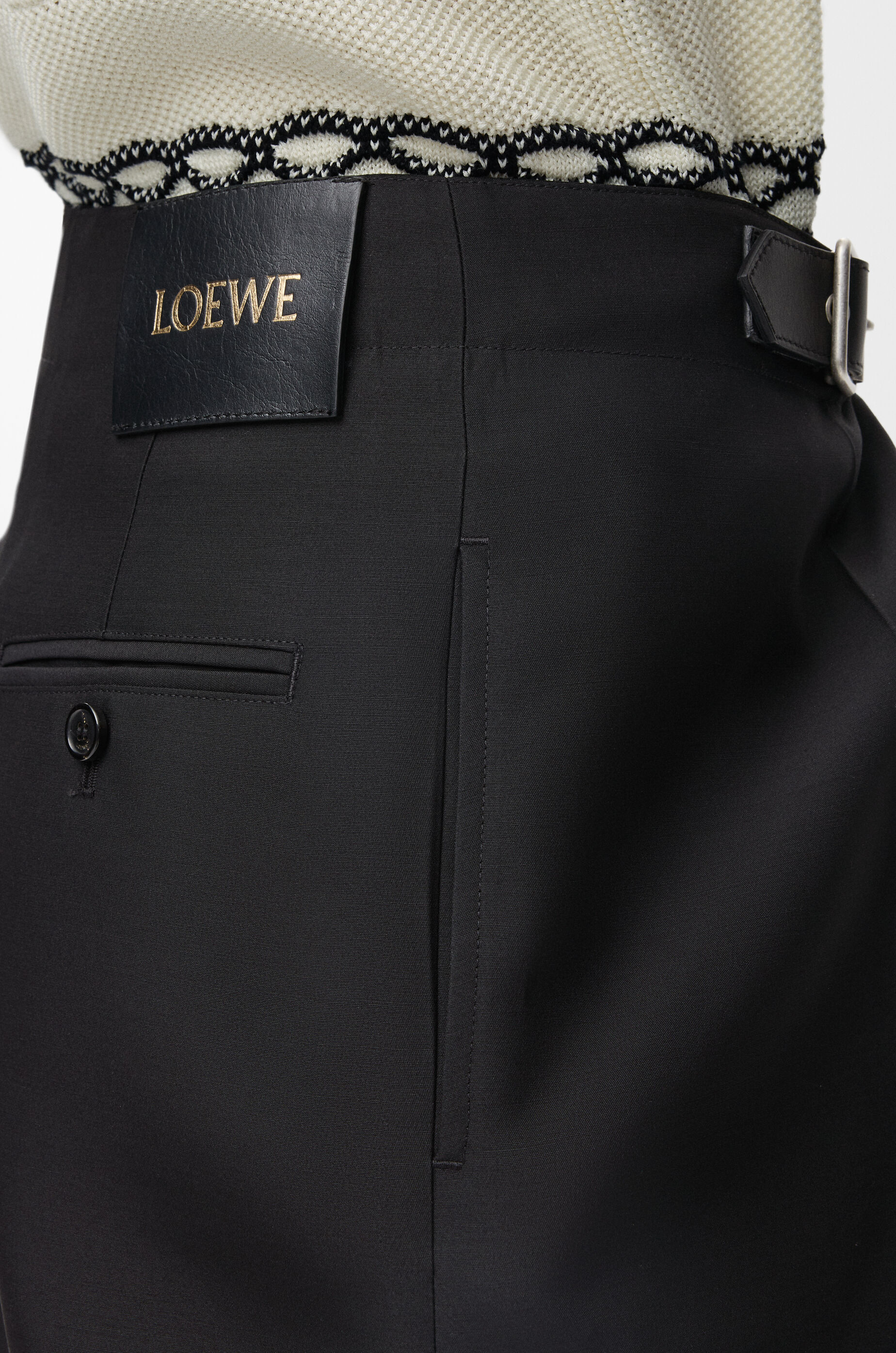 Belted trousers in wool and silk Black - LOEWE USA Official Website