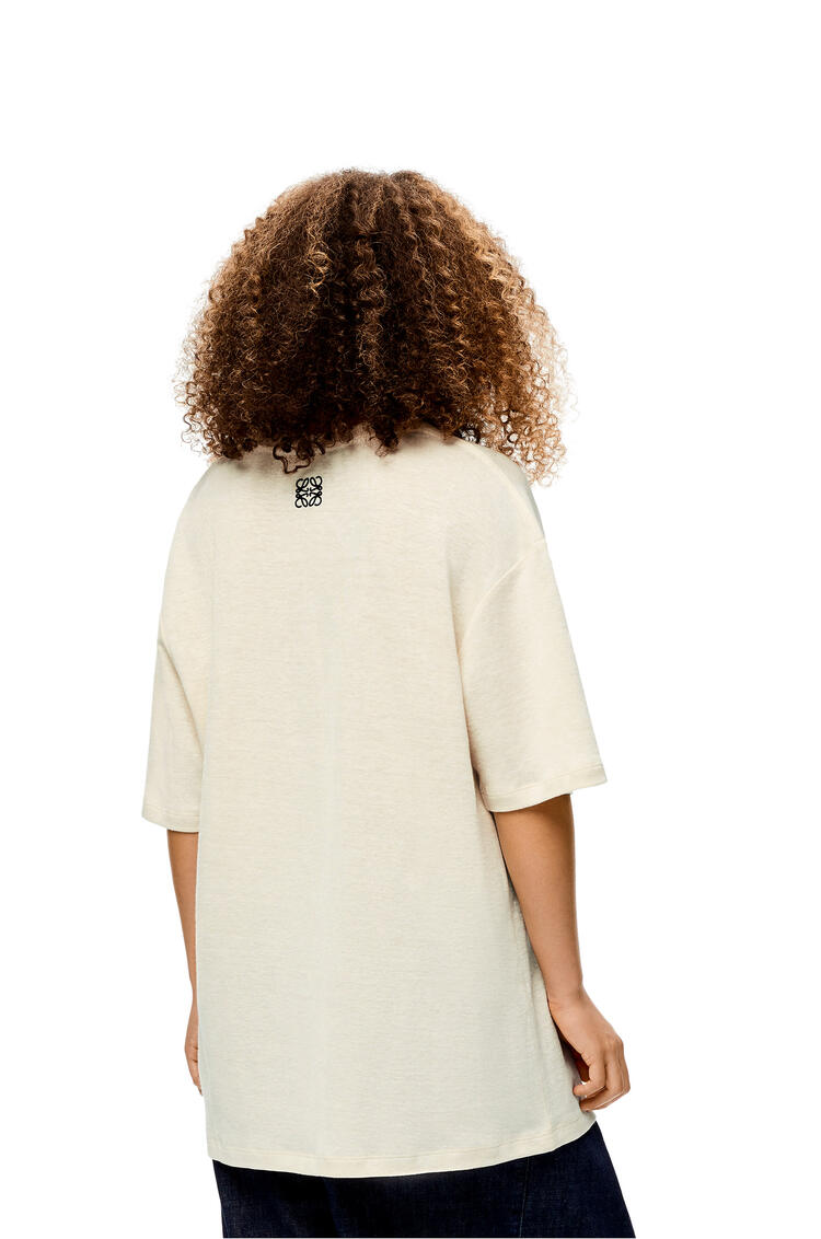 LOEWE Chihiro oversize embroidered T-shirt in hemp and cotton Ecru/Multicolor pdp_rd