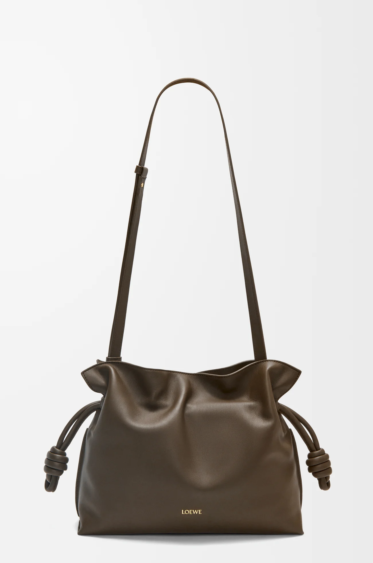 LOEWE Medium Flamenco clutch in nappa calfskin Chocolate