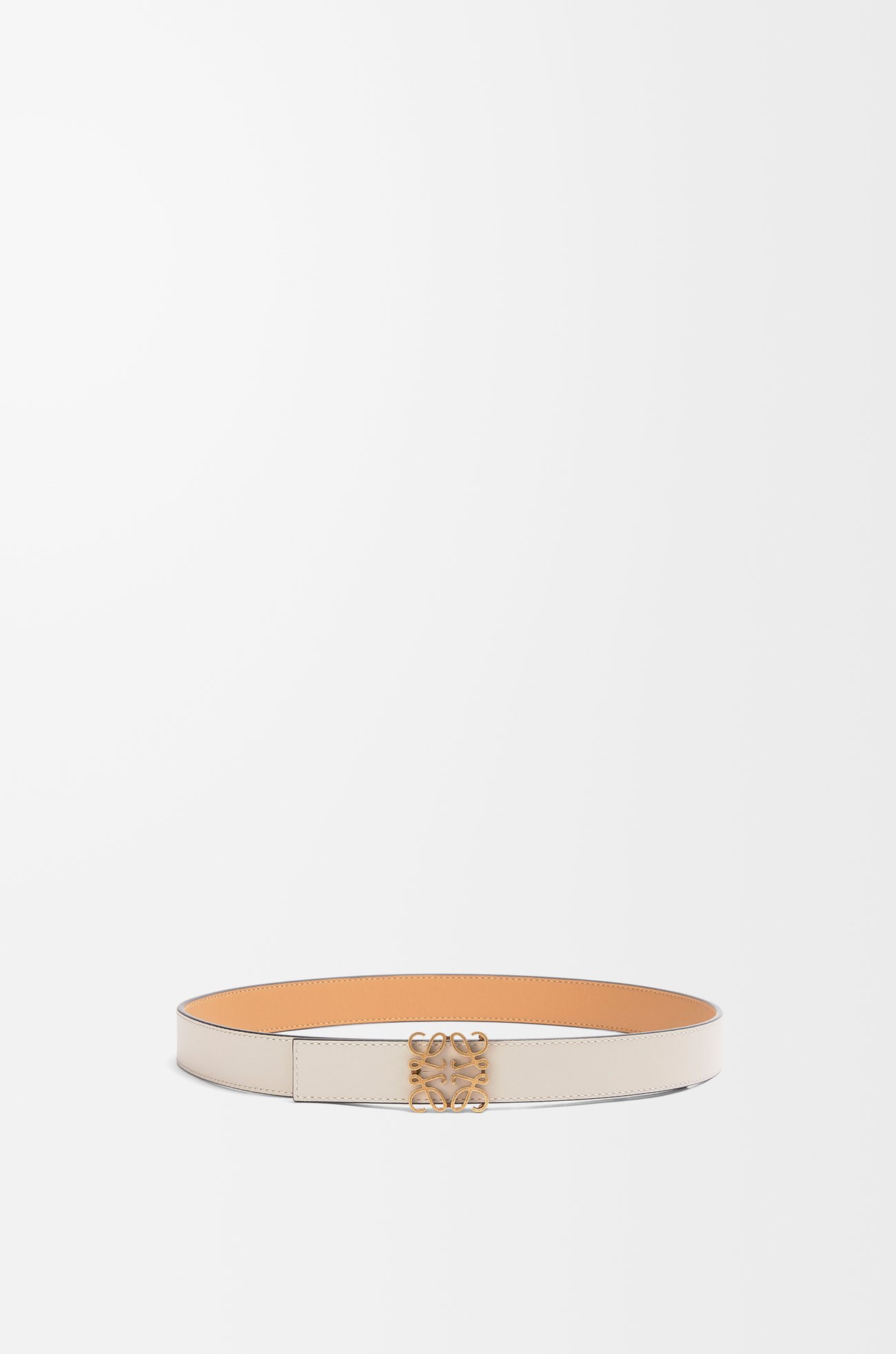 LOEWE Cinturón reversible Anagram en piel de ternera Desierto Cálido/Avena/Bronce