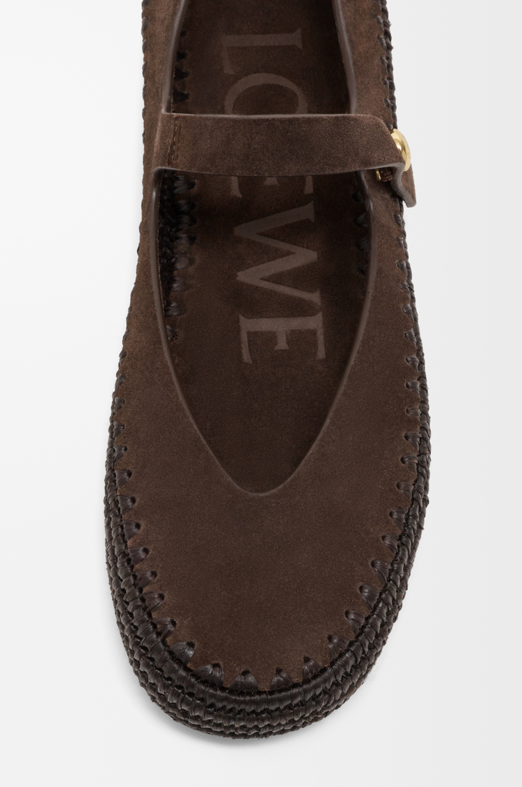 LOEWE リオ メリージェーン（スエード&ラフィア） ダークブラウン