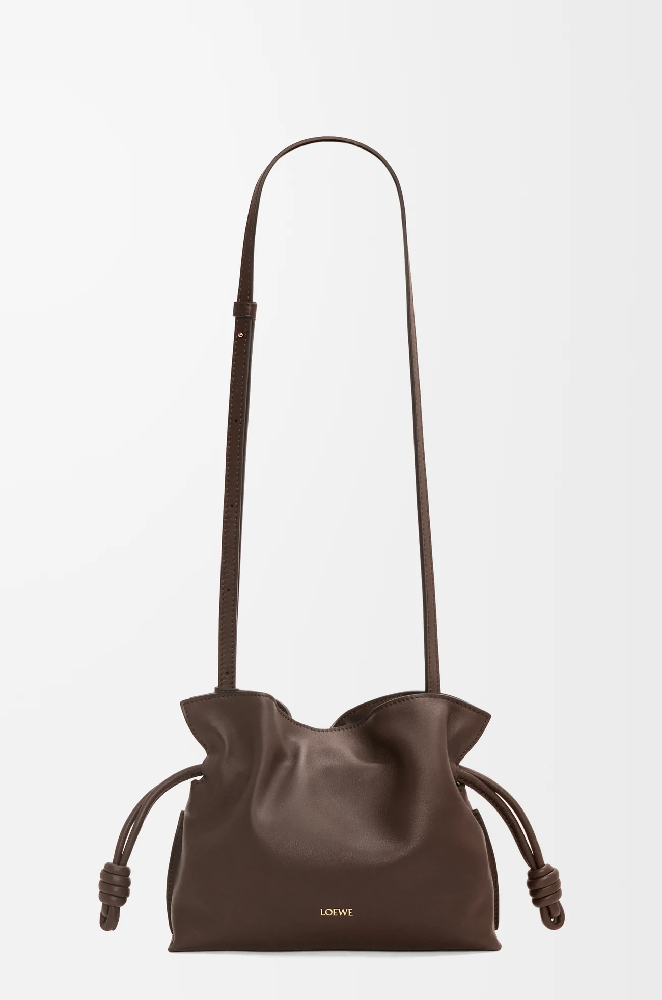LOEWE Mini Flamenco clutch in nappa calfskin Chocolate