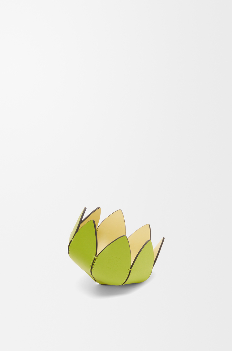 LOEWE 小號柔軟小牛皮仙人掌別針盤 草地綠