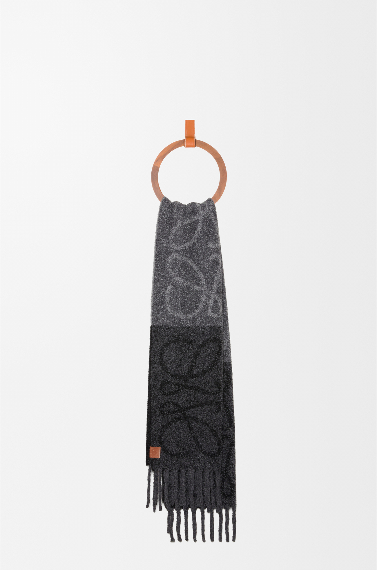 LOEWE Anagram scarf in alpaca and wool Dark Grey/Black
