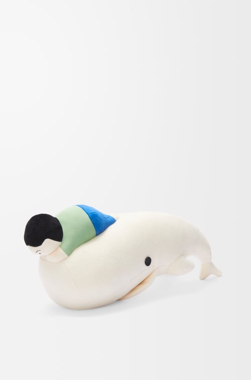 LOEWE Whale stuffed toy in cotton Soft White
