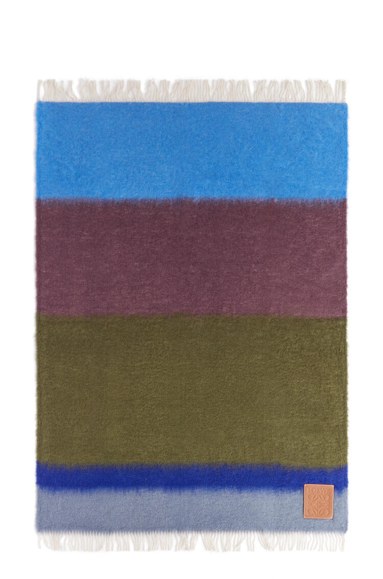 LOEWE Stripe blanket in mohair Blue/Multicolor
