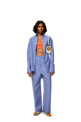 LOEWE Pantalón tipo pijama en algodón de rayas Azul/Blanco plp_rd