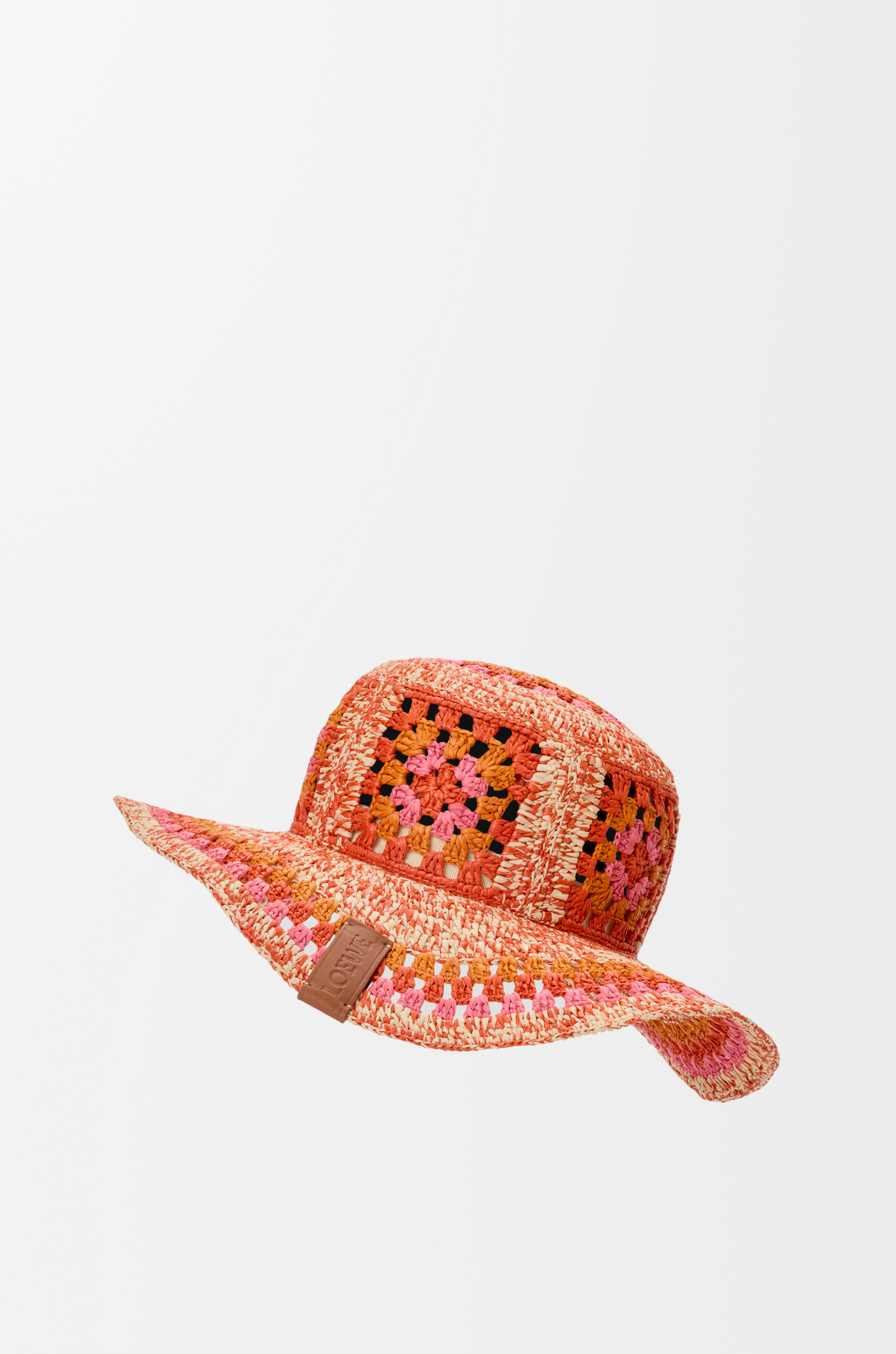 LOEWE Fisherman hat in raffia Bright Orange/Pink