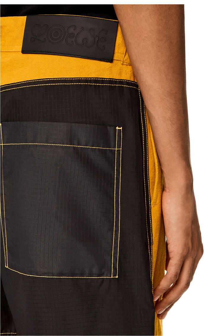 LOEWE Bi-material bermuda shorts in cotton and linen Sunflower pdp_rd
