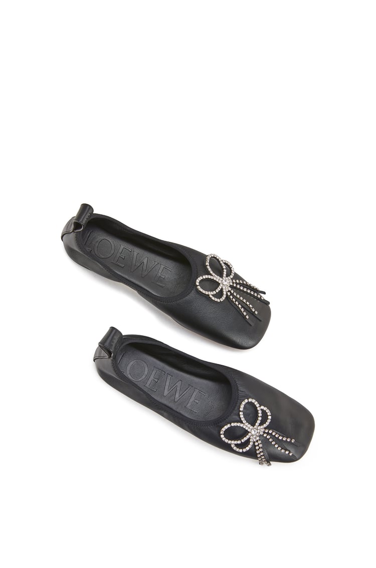 LOEWE STRASSED BOW BALLERINA Black
