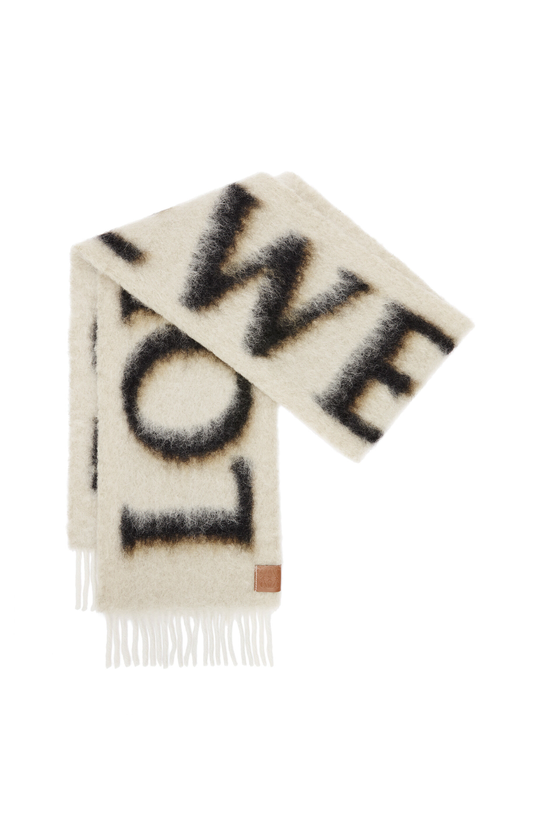 LOEWE scarf in wool and mohair Camel Black LOEWE