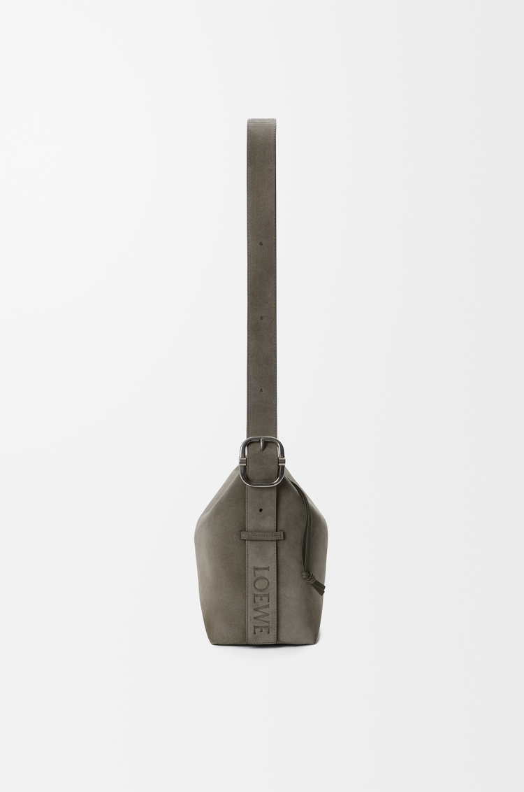 LOEWE Mittelgroße Loop Hobo Bag aus Velours-Kalbsleder Helles Khaki