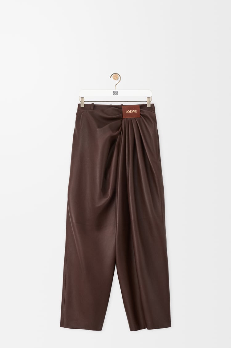 LOEWE Draped trousers in nappa lambskin Chocolate Brown