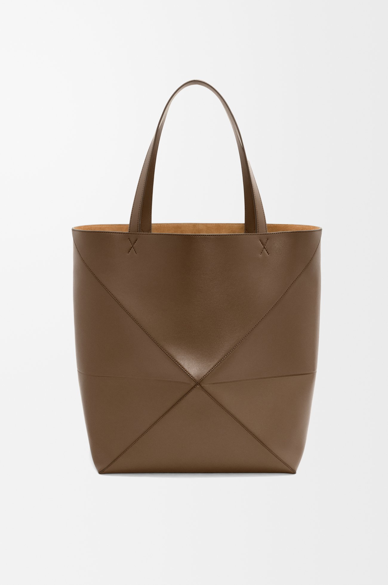 LOEWE XL Puzzle Fold tote in shiny calfskin Umber