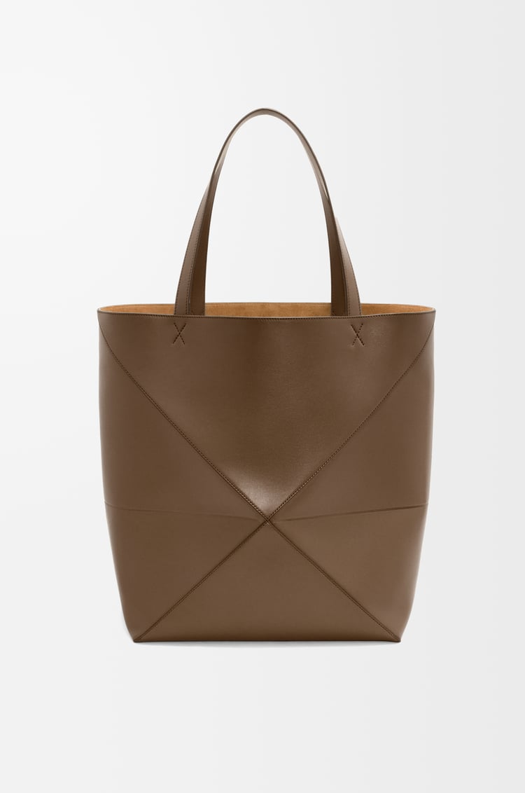 LOEWE XL Puzzle Fold tote in shiny calfskin Umber