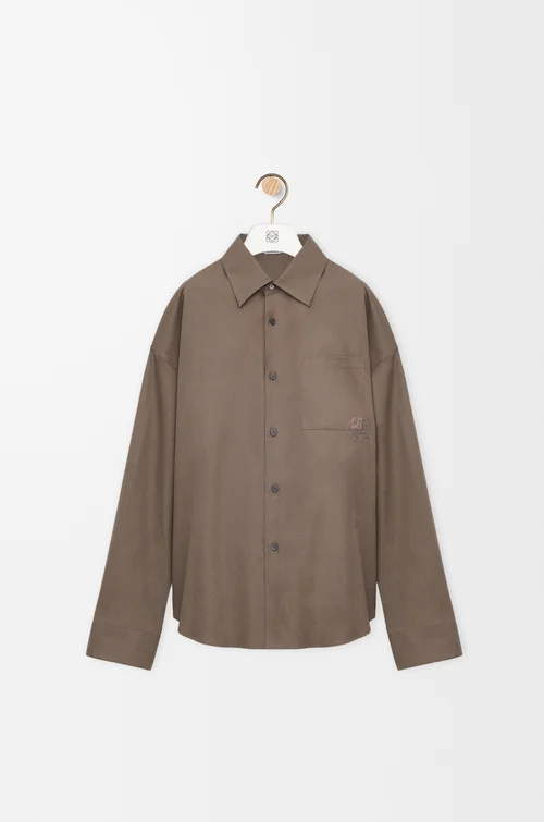LOEWE Camicia in cotone Marrone Kaki
