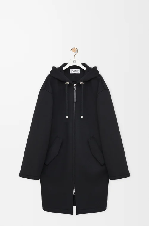 LOEWE Hooded coat in wool Black