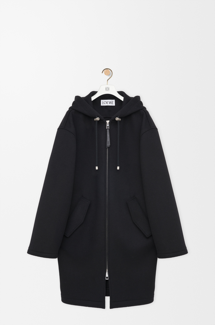 LOEWE Hooded coat in wool Black