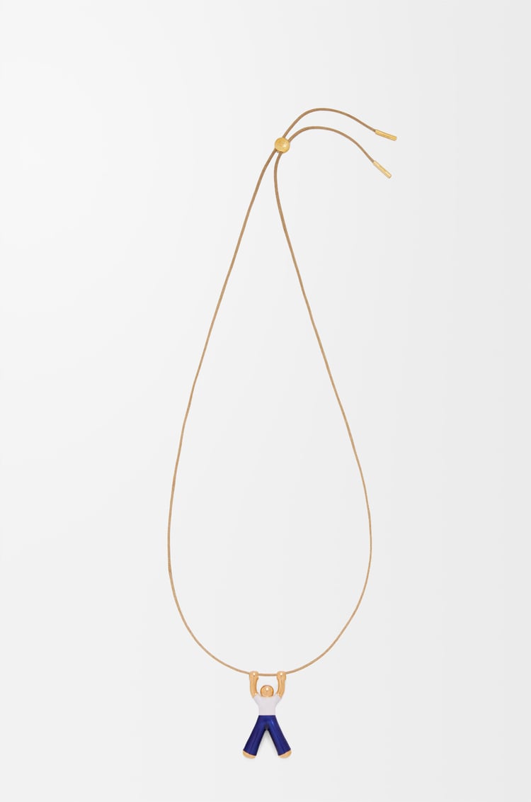 LOEWE Collier Hanging Doll en argent sterling Doré/Bleu