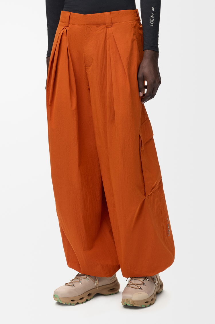 LOEWE Pleated cargo trousers in technical shell Dark Orange