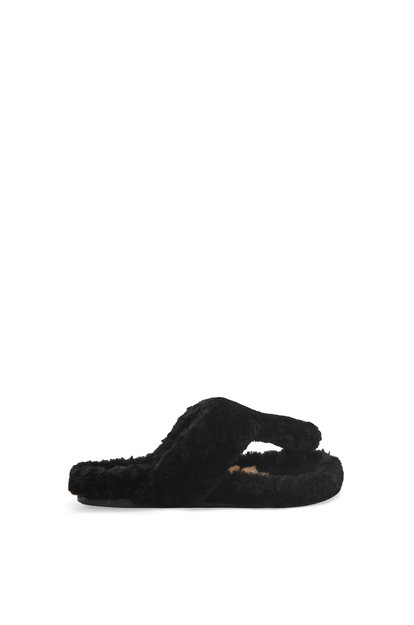 LOEWE Ease toe post sandal in shearling Black