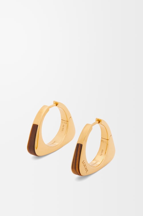 LOEWE Pendientes Stirrup en plata de ley Dorado/Marrón