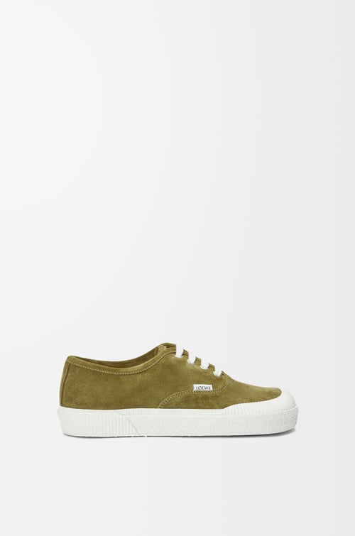 LOEWE Terra Vulca lace-up sneaker in suede Olive