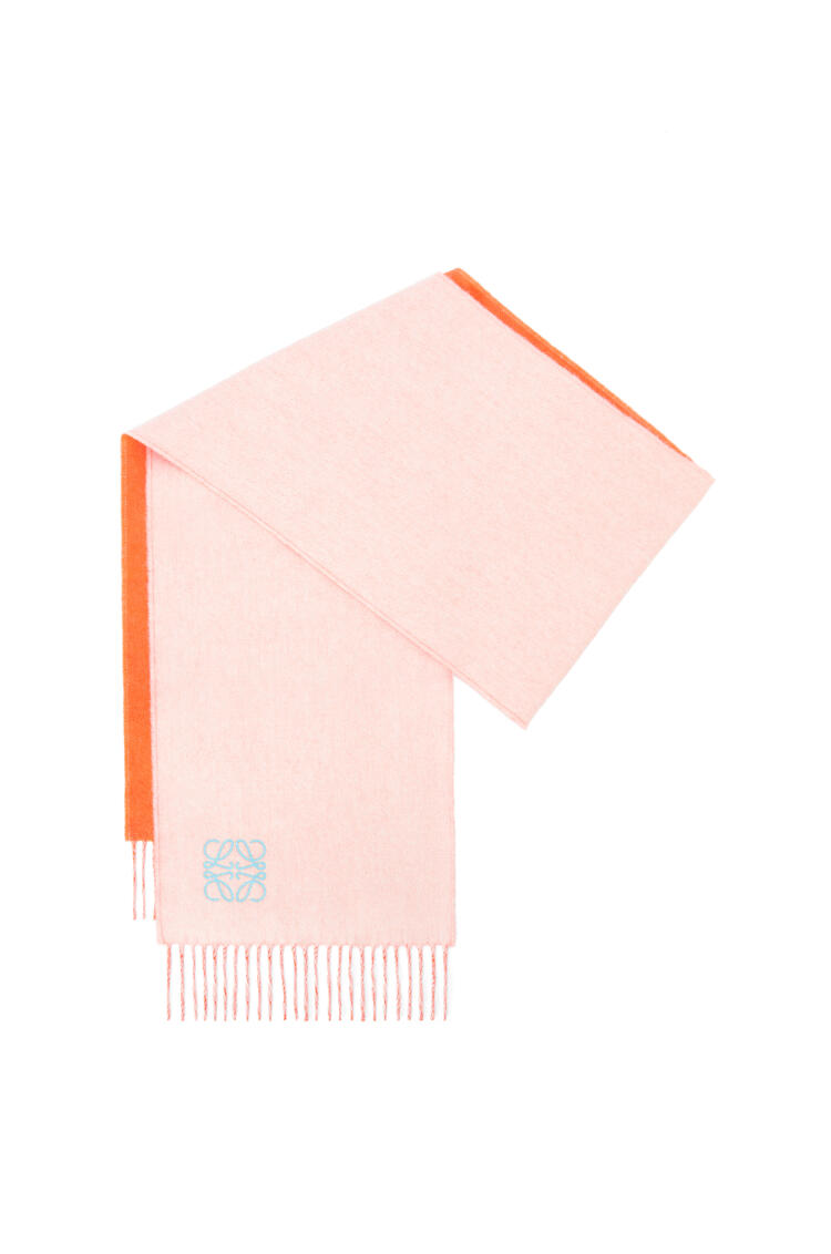 LOEWE Bicolour scarf in wool and cashmere Orange/White