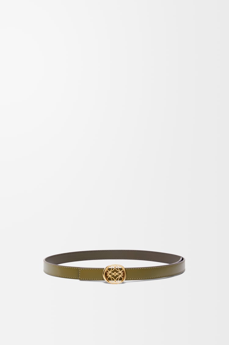 LOEWE リバーシブル アナグラムエリプス ベルト（スムースカーフ） オリーブ/ダークカーキグリーン/ゴールド