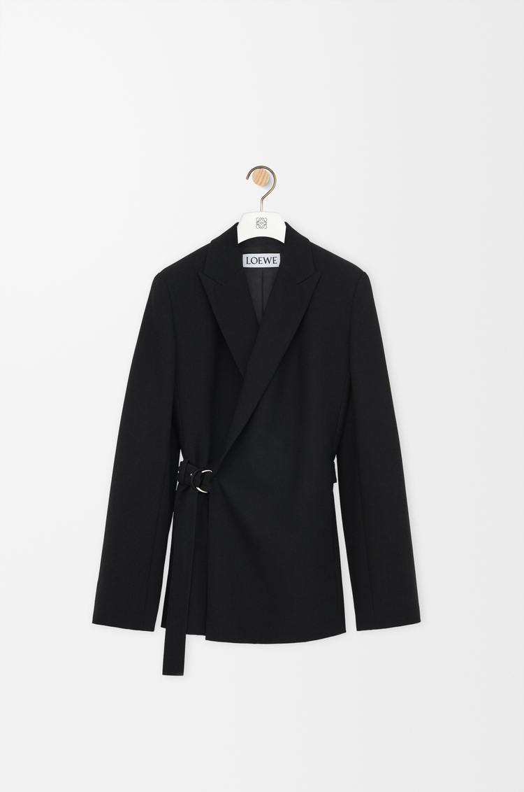LOEWE Drapierte Jacke aus Wolle Schwarz