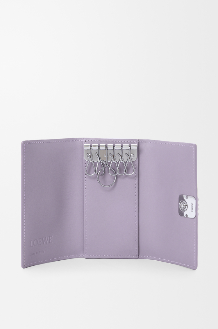 LOEWE Anagram key case in pebble grained calfskin Dirty Mauve