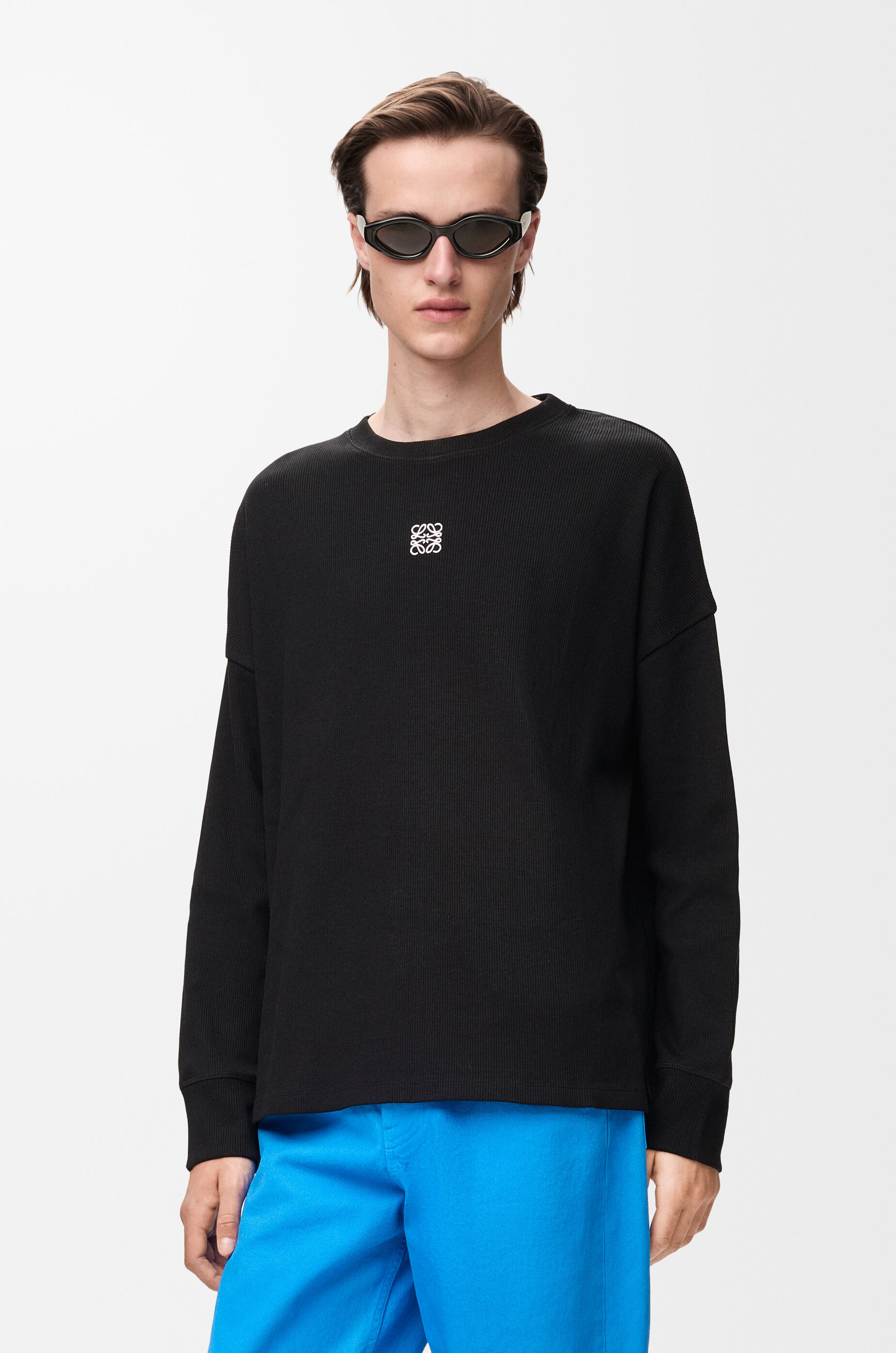 オーバーサイズフィット ロングスリーブ Tシャツ（コットン） ブラック