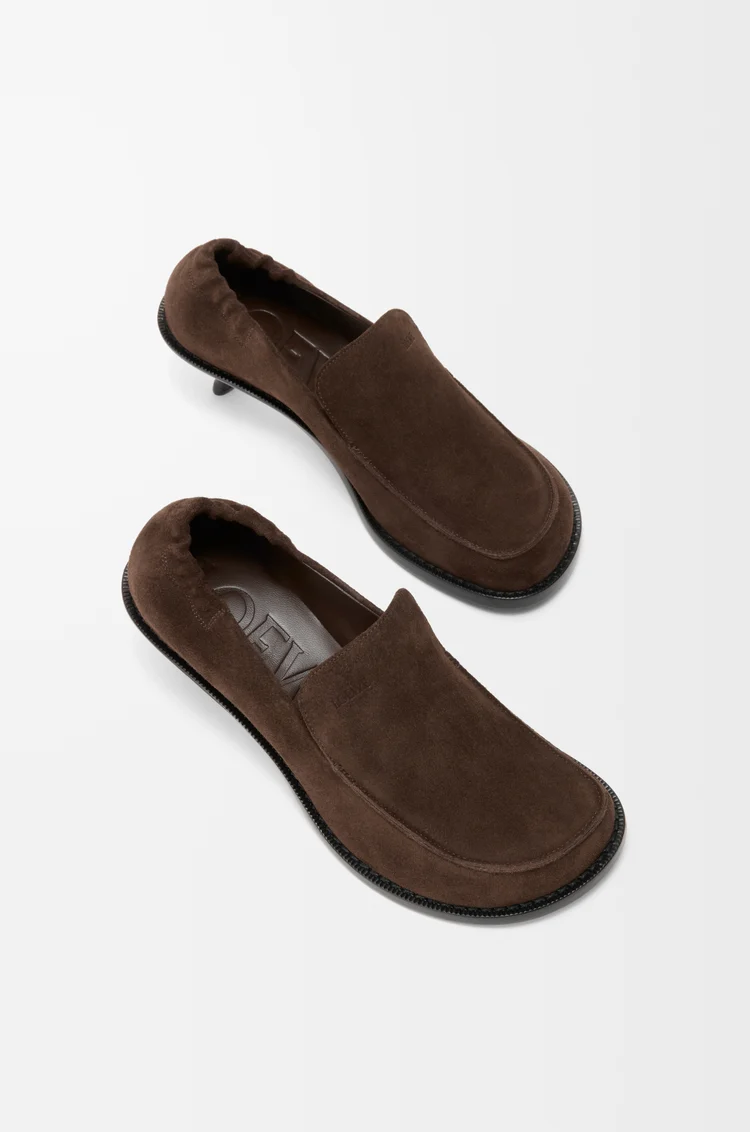 LOEWE Flex loafer in suede calfskin Dark Brown