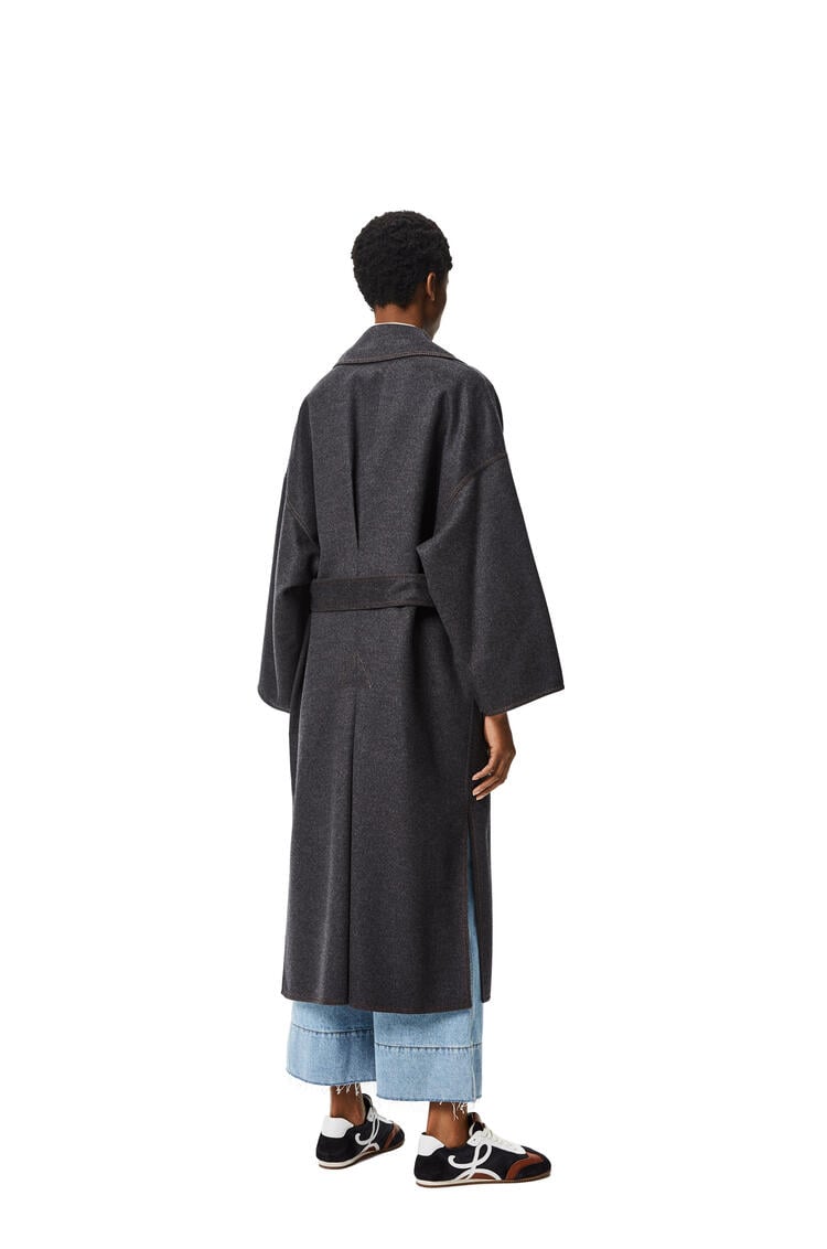 LOEWE Oversize belted coat in cashmere and silk Grey Melange