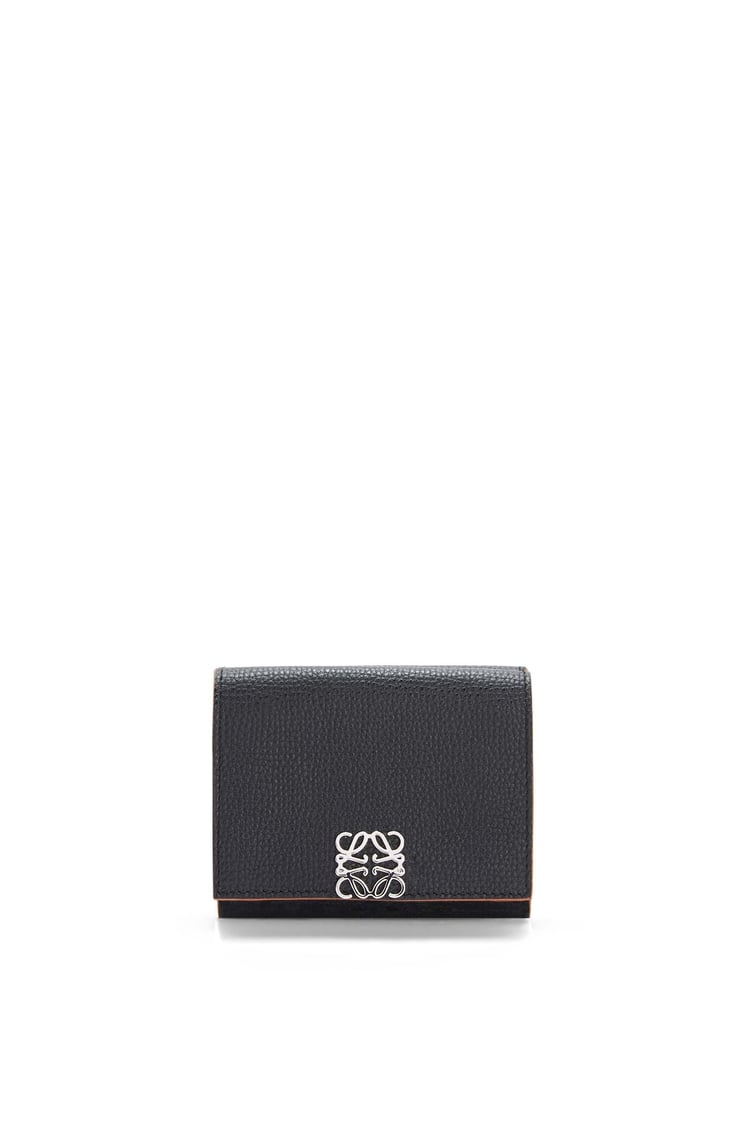 LOEWE Anagram trifold wallet in pebble grain calfskin Black