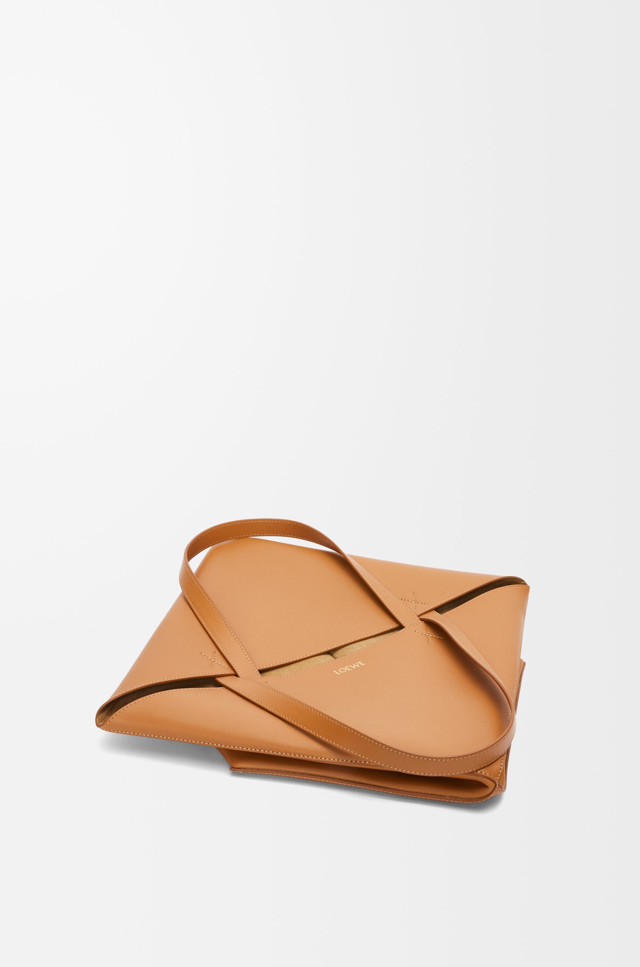 LOEWE XL Puzzle Fold tote in shiny calfskin Warm Desert