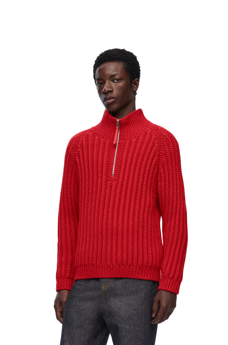 LOEWE Zip-up sweater in wool Red